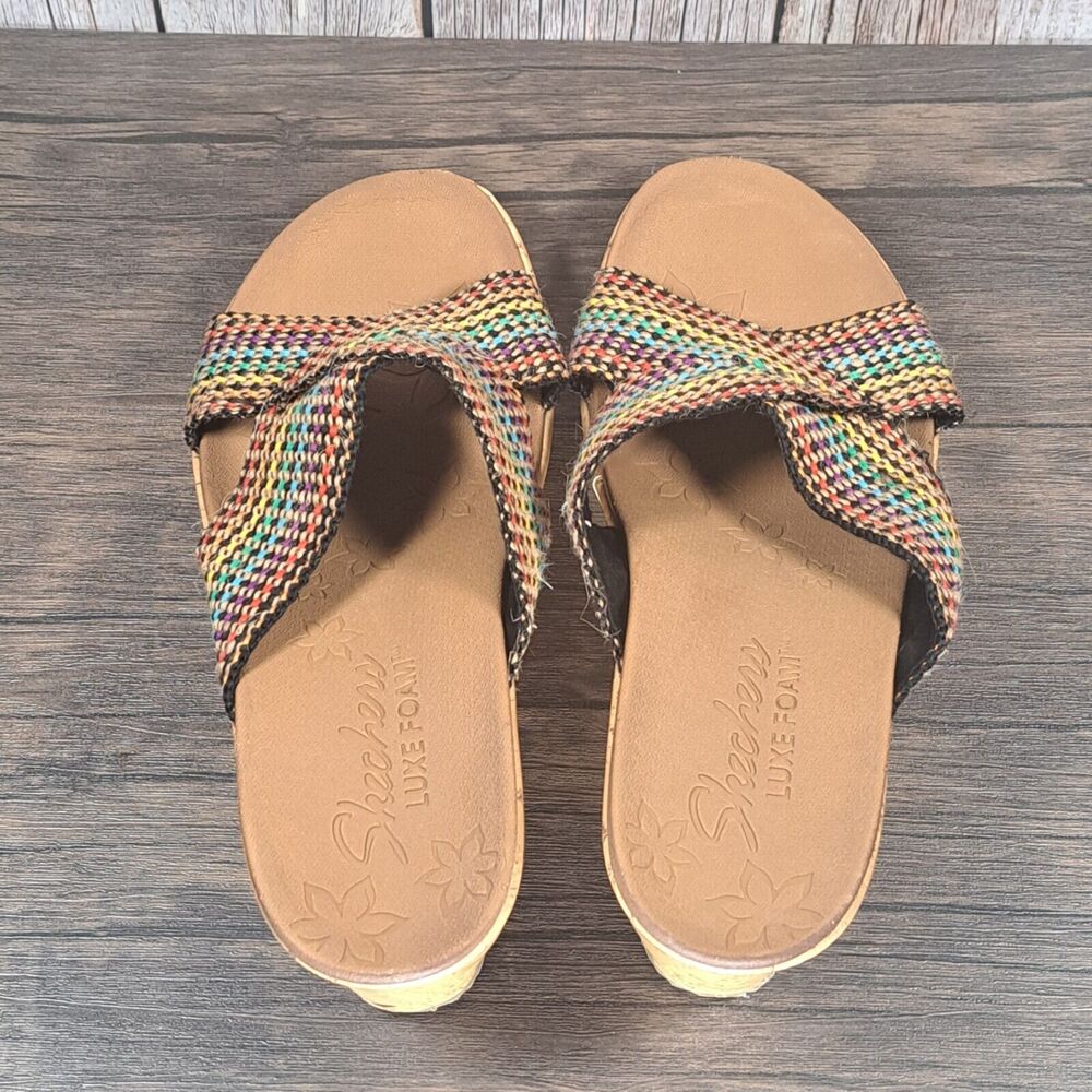 Skechers Beverlee Delighted Relaxed Step Luxe Foam Wedge Sandals Women's 9 - Picture 6 of 8